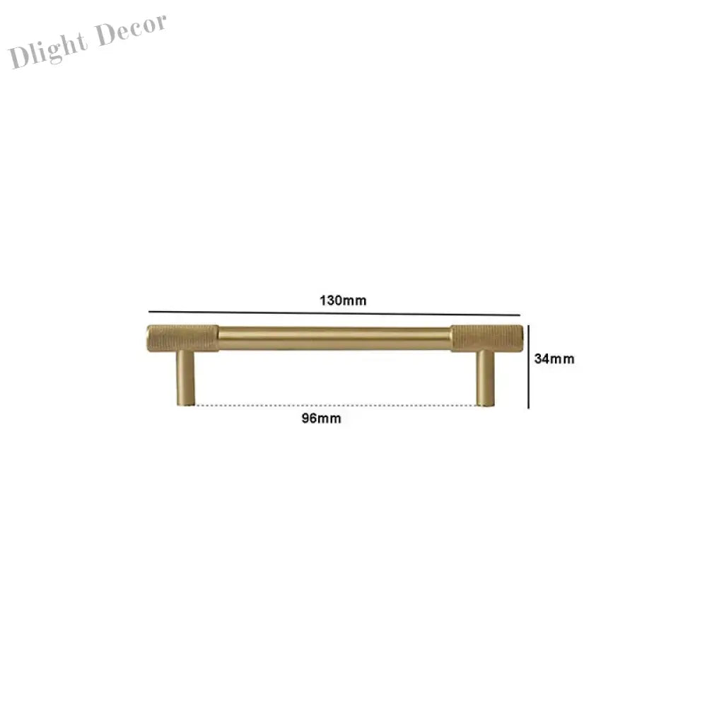 Solid Brass Knurled Cabinet Handles – Satin Gold Long Wardrobe Bar Pulls and Drawer T-Bars 130mm / 1 piece Handles