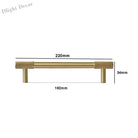 Solid Brass Knurled Cabinet Handles – Satin Gold Long Wardrobe Bar Pulls and Drawer T-Bars 220mm / 1 piece Handles