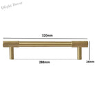 Solid Brass Knurled Cabinet Handles – Satin Gold Long Wardrobe Bar Pulls and Drawer T-Bars 320mm / 1 piece Handles