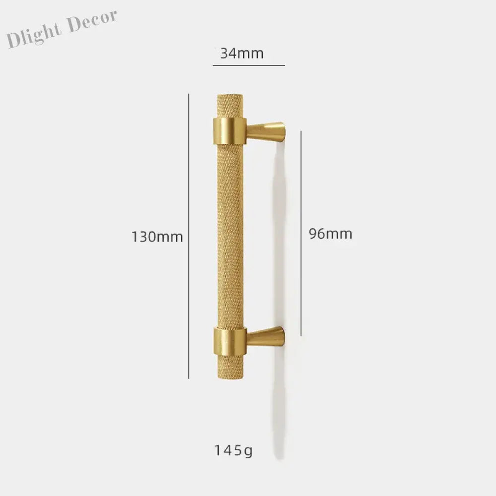Solid Brass Knurled Furniture Handles – Textured Cabinet Knobs and Wardrobe Pull Bars 130mm Handles