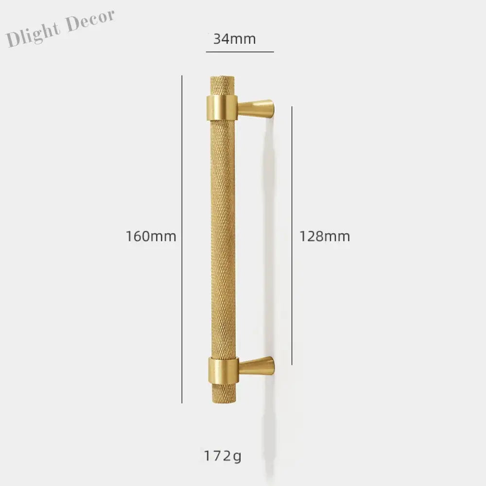 Solid Brass Knurled Furniture Handles – Textured Cabinet Knobs and Wardrobe Pull Bars 160mm Handles