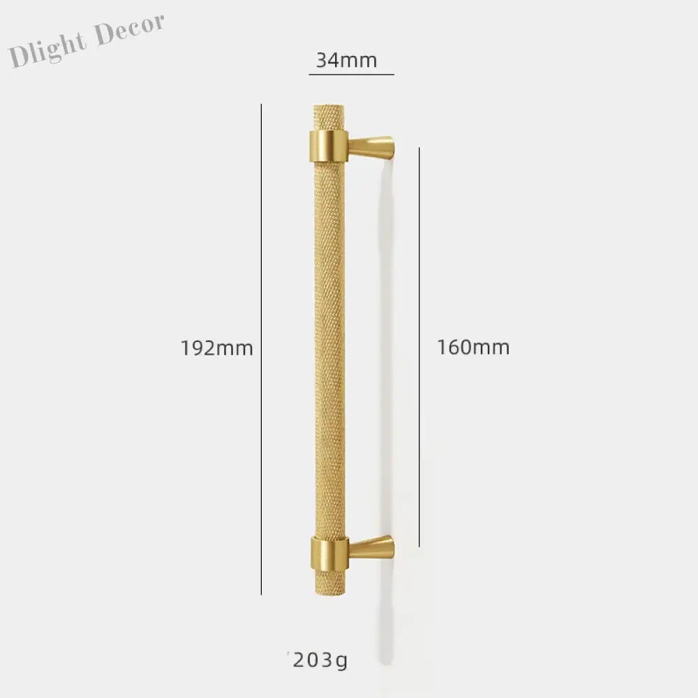 Solid Brass Knurled Furniture Handles – Textured Cabinet Knobs and Wardrobe Pull Bars 192mm Handles