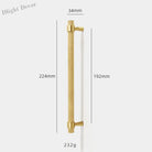 Solid Brass Knurled Furniture Handles – Textured Cabinet Knobs and Wardrobe Pull Bars 224mm Handles