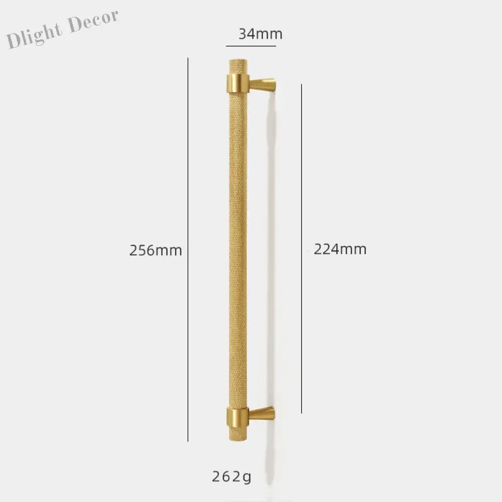Solid Brass Knurled Furniture Handles – Textured Cabinet Knobs and Wardrobe Pull Bars 256mm Handles