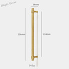Solid Brass Knurled Furniture Handles – Textured Cabinet Knobs and Wardrobe Pull Bars 256mm Handles