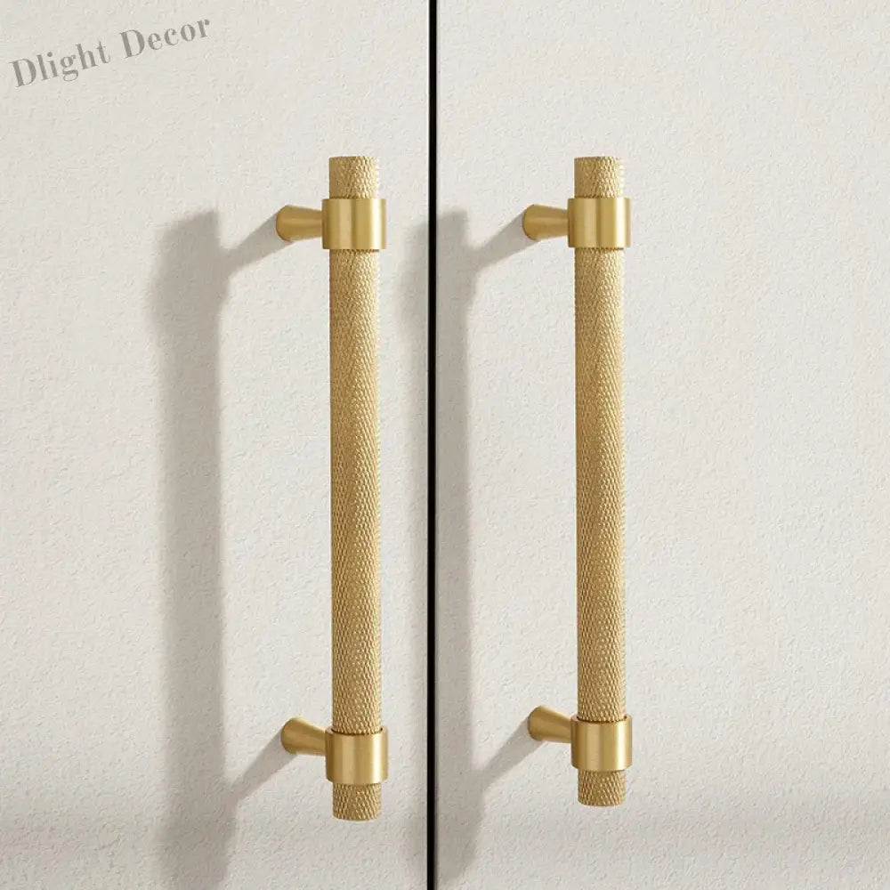Solid Brass Knurled Furniture Handles – Textured Cabinet Knobs and Wardrobe Pull Bars Handles