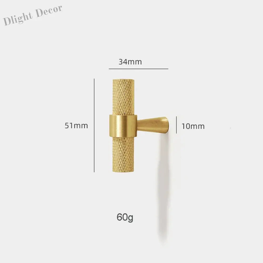Solid Brass Knurled Furniture Handles – Textured Cabinet Knobs and Wardrobe Pull Bars 50mm T bar Handles