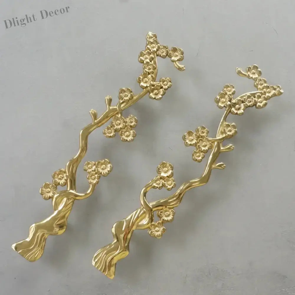 Solid Brass Plum Tree Branch Handles – New Chinese Style Cabinet and Wardrobe Pulls (120mm) Handles