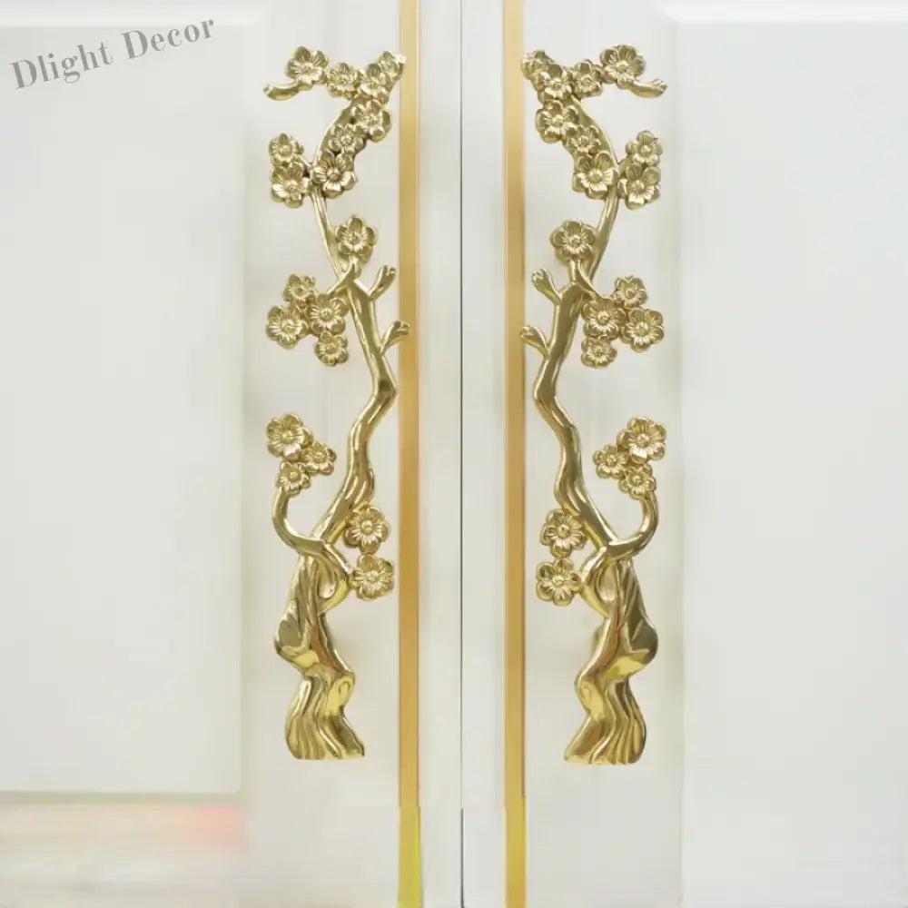 Solid Brass Plum Tree Branch Handles – New Chinese Style Cabinet and Wardrobe Pulls (120mm) Handles