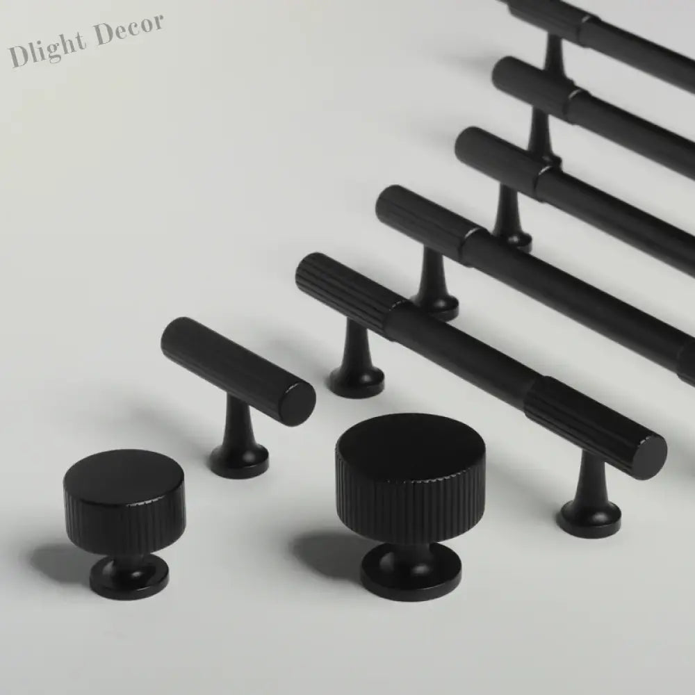 Solid Brass Vertical Linear Cabinet Knobs – Long Drawer Handles for Kitchen Wardrobe and Wooden Doors 9012-Black