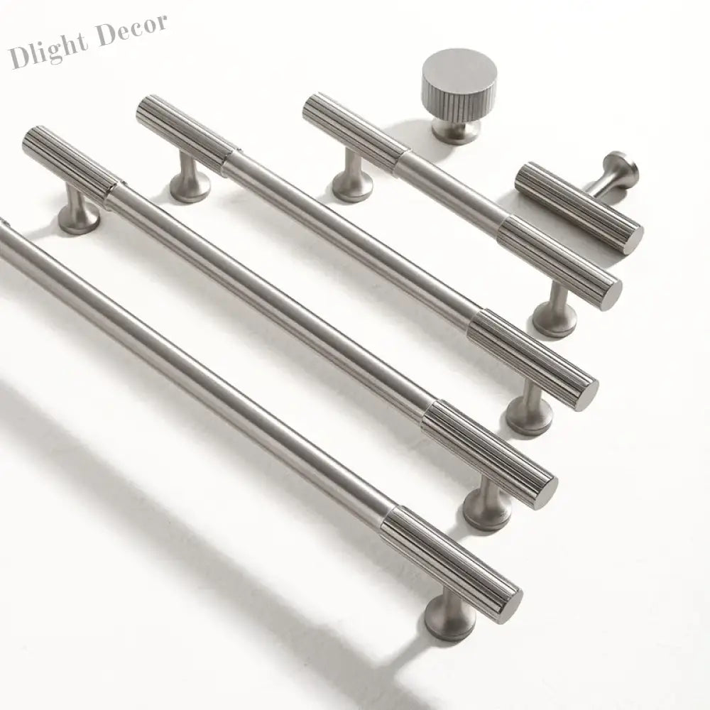 Solid Brass Vertical Linear Cabinet Knobs – Long Drawer Handles for Kitchen Wardrobe and Wooden Doors 9012-Nickel