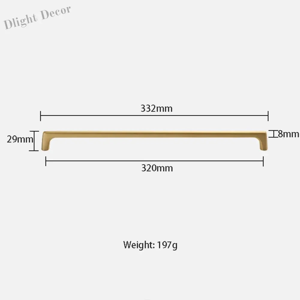 Solid Brass Wardrobe Handles – Integrated Cabinet Pulls and Furniture Bar Handles (106mm-332mm) TB2040-XXXL Handles