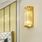 Sophia’s Modern Gold Crystal Sconce: Half Cylinder Elegance