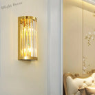 Sophia’s Modern Gold Crystal Sconce: Half Cylinder Elegance