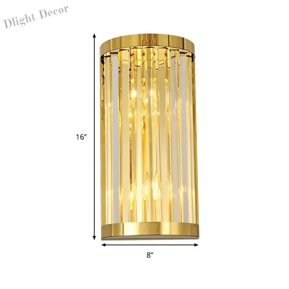 Sophia’s Modern Gold Crystal Sconce: Half Cylinder Elegance