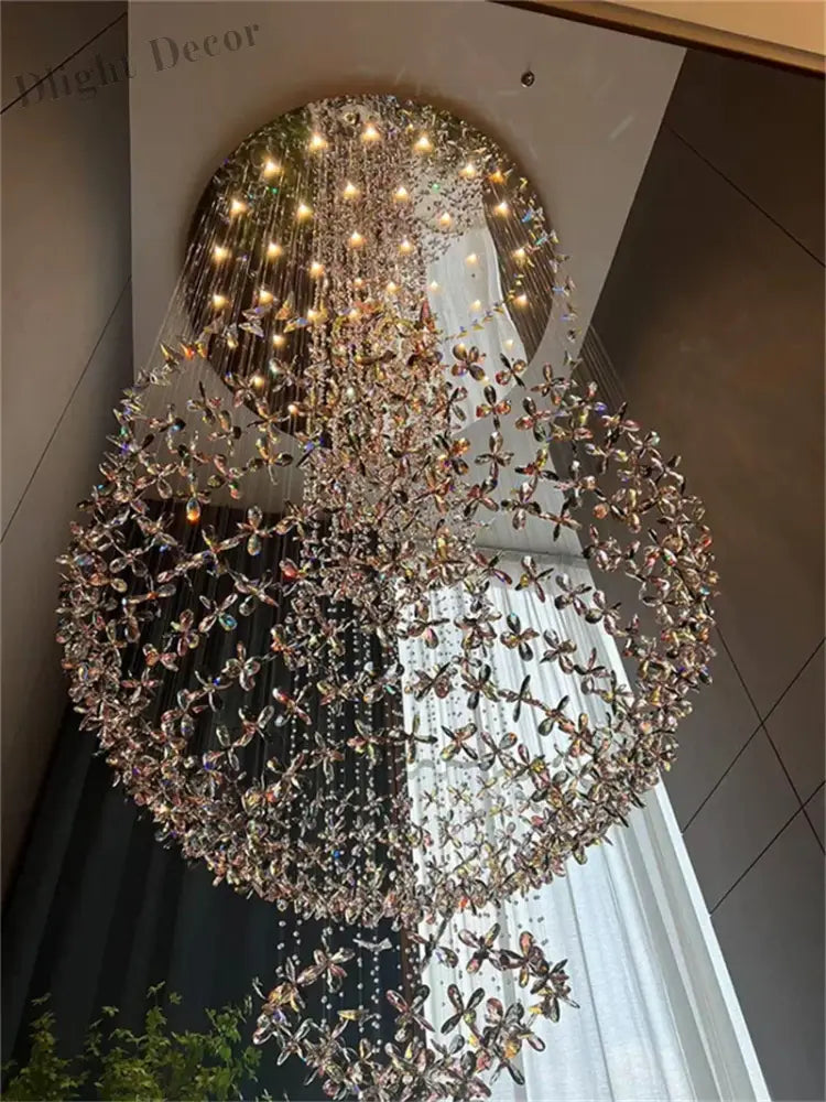 Spiral Design Modern Crystal Chandelier - Elegance For Staircase Lighting Living Room Hotel Lobby