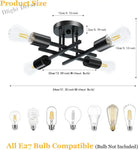 Sputnik Semi Flush Mount Chandelier - Contemporary Mid - Century Black Ceiling Light Fixture