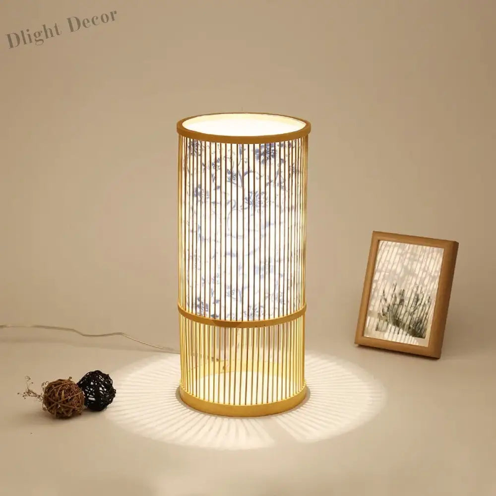 Style Bamboo Weaving Table Lamp - Creative Rattan Bedside Lighting