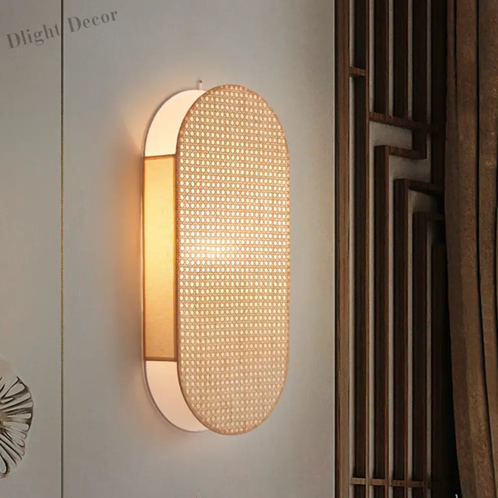 Style Rattan Wall Lamp - Vintage Elegance With Japanese Wabi Sabi Hand - Woven Design Wall Lamp