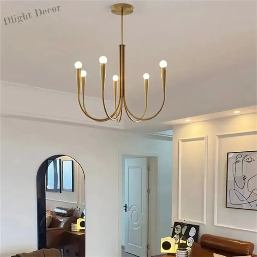 Swoop Arm Chandelier - Retro Elegance For Luxurious Living And Dining Spaces Ceiling Light