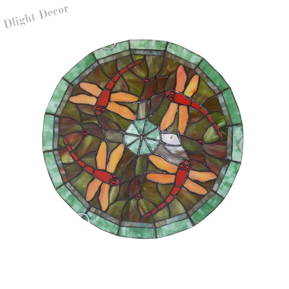 Tiffany Stained Glass Round Ultra - Thin Ceiling Lamp - Elegance For Balconies Corridors Bedrooms