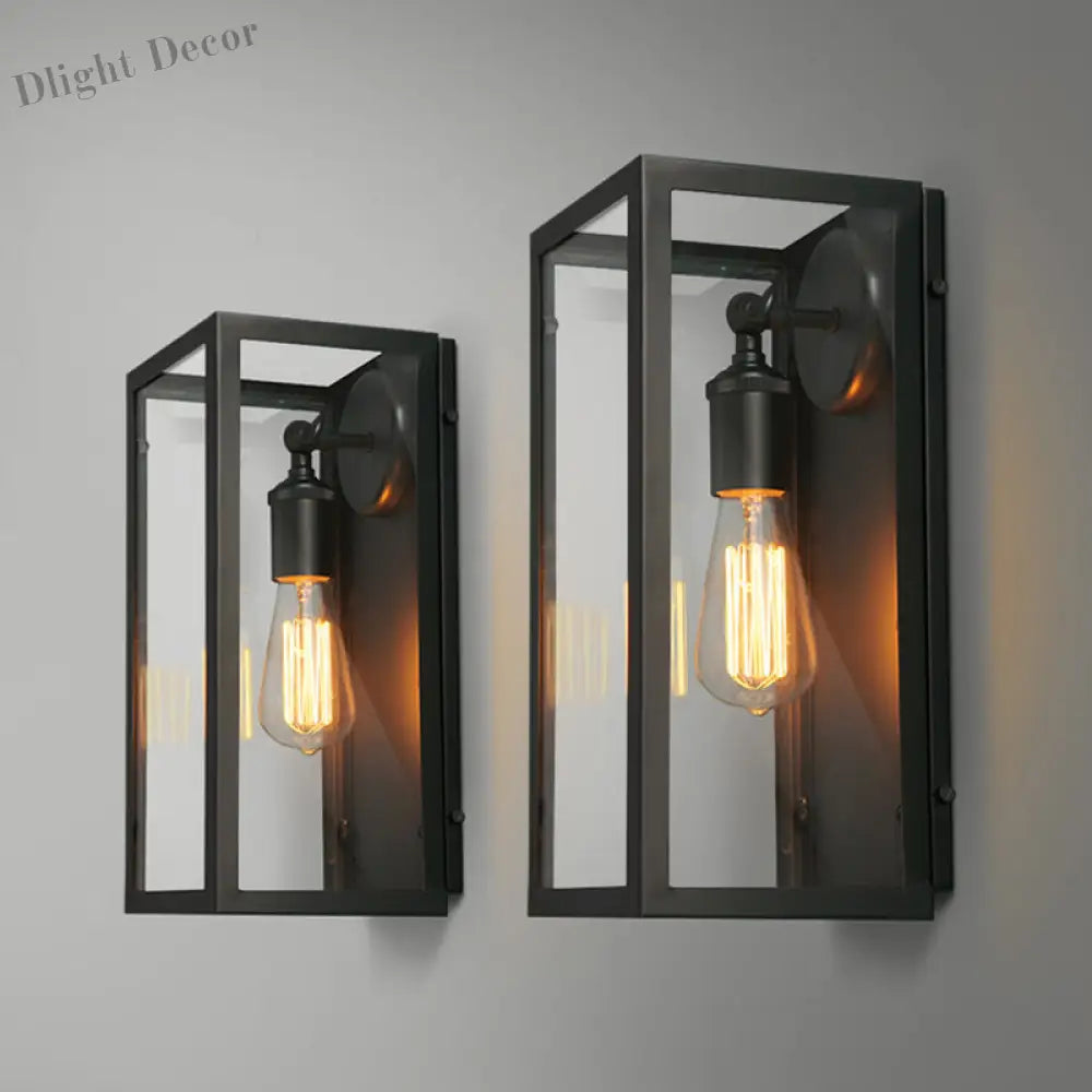 Timeless Elegance: Black Glass Rectangle Wall Sconce