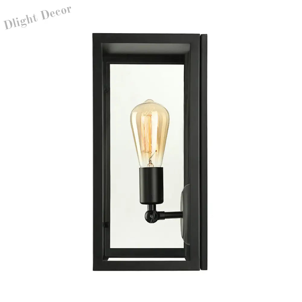 Timeless Elegance: Black Glass Rectangle Wall Sconce