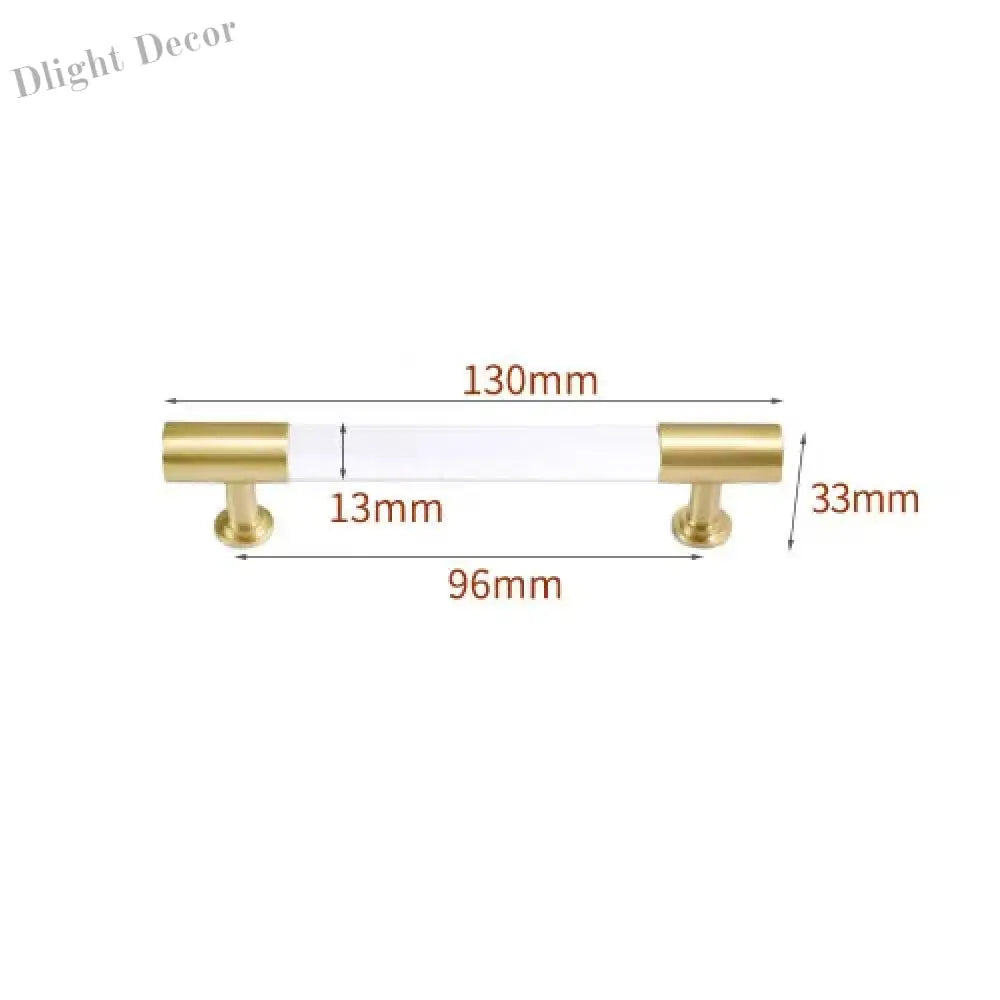 Transparent Acrylic Furniture Handles – Brass Cabinet Pulls and Wardrobe Knobs 130mm length Handles
