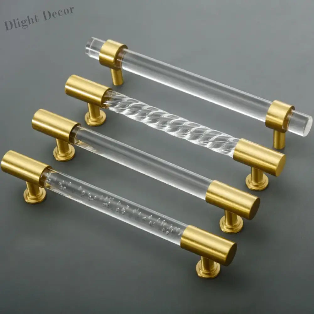 Transparent Acrylic Furniture Handles – Brass Cabinet Pulls and Wardrobe Knobs Handles