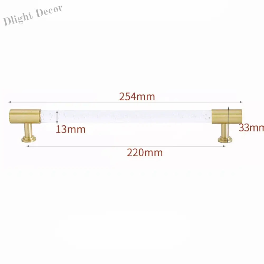 Transparent Acrylic Furniture Handles – Brass Cabinet Pulls and Wardrobe Knobs bubble 254mm Handles