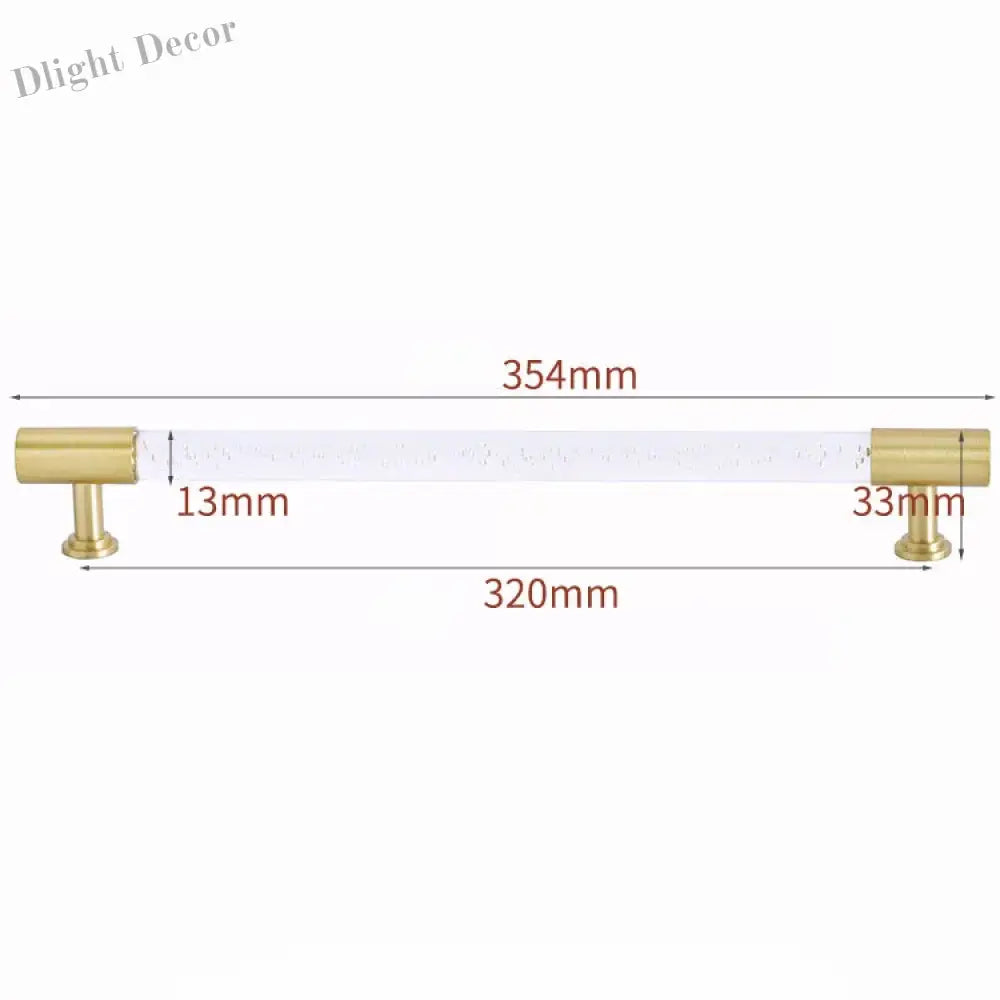 Transparent Acrylic Furniture Handles – Brass Cabinet Pulls and Wardrobe Knobs bubble 354mm Handles