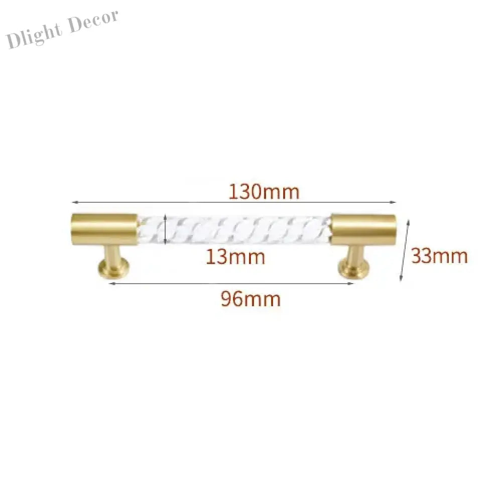 Transparent Acrylic Furniture Handles – Brass Cabinet Pulls and Wardrobe Knobs spiral 130mm Handles