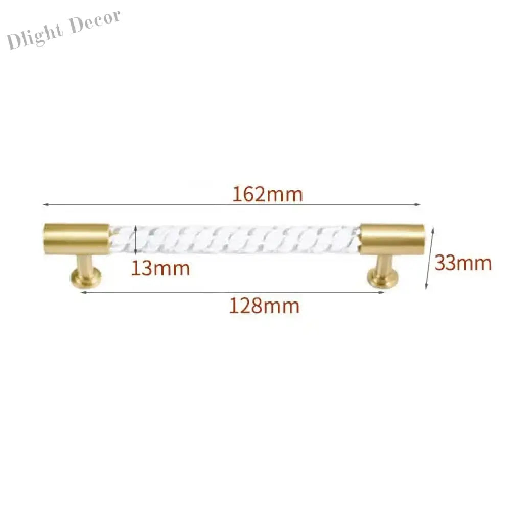 Transparent Acrylic Furniture Handles – Brass Cabinet Pulls and Wardrobe Knobs spiral 162mm Handles