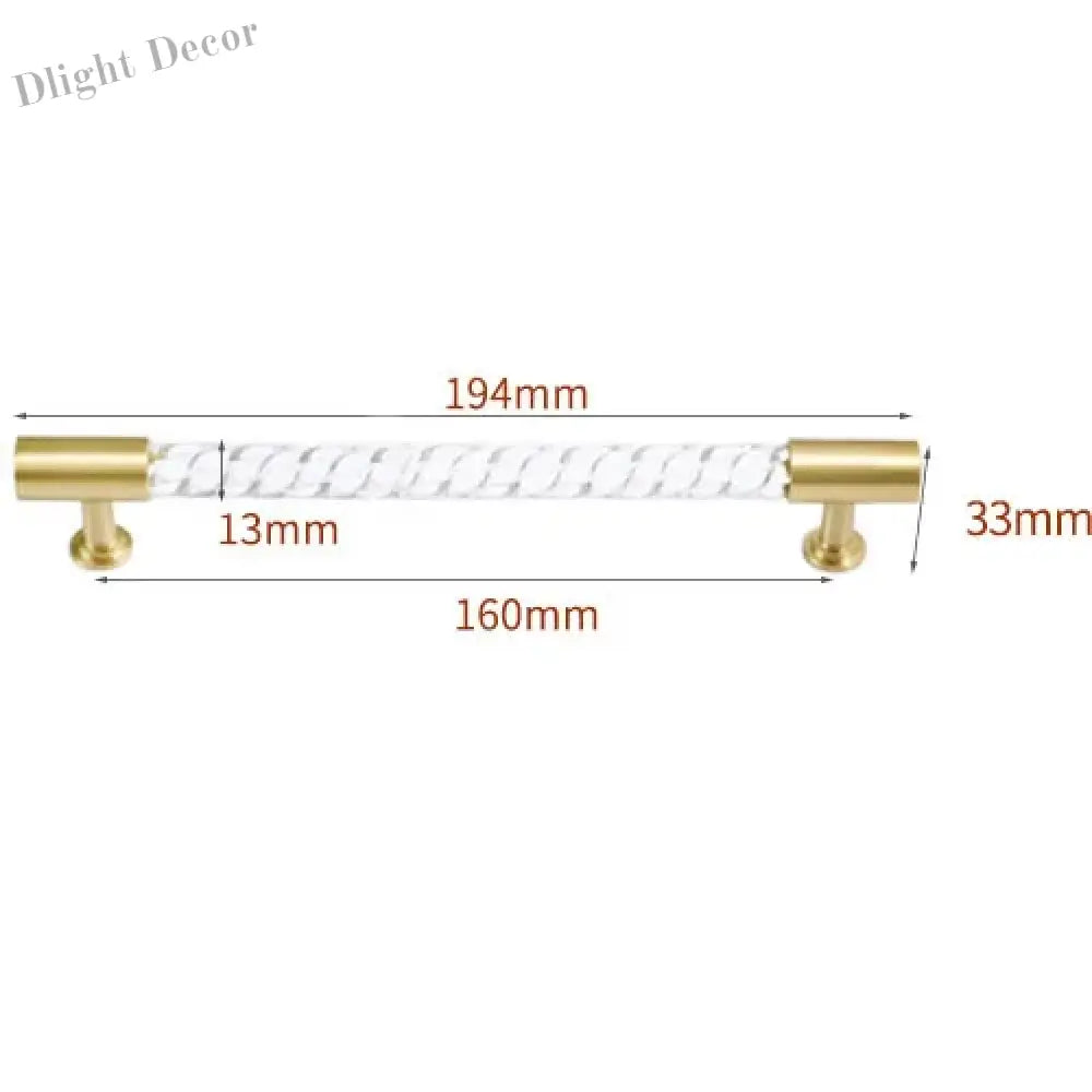 Transparent Acrylic Furniture Handles – Brass Cabinet Pulls and Wardrobe Knobs spiral 194mm Handles