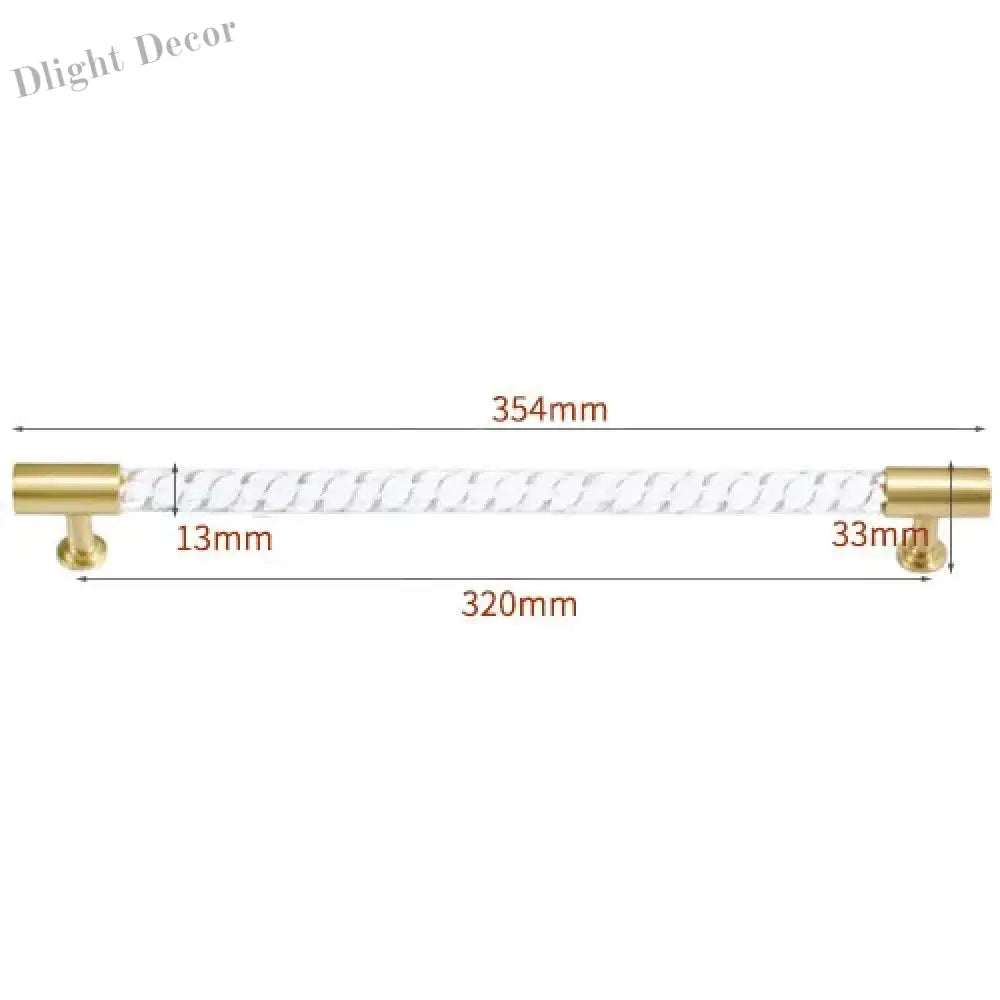 Transparent Acrylic Furniture Handles – Brass Cabinet Pulls and Wardrobe Knobs spiral 354mm Handles
