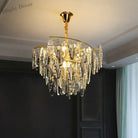 Trinity Modern Crystal Chandelier - Smoke Grey 10 - Light Pendant (Leaf Design)