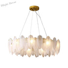 Unique Goose Feather Led Chandelier - Artistic White Glass Designer Lighting Fixture For Foyer And