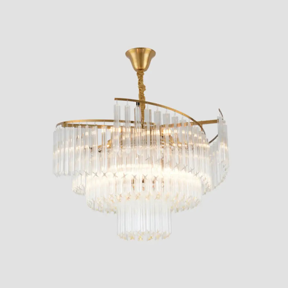 Vanessa Elegance Meets Sparkling Brilliance: The Clear Crystal Postmodern Gold Chandelier / 31.5’