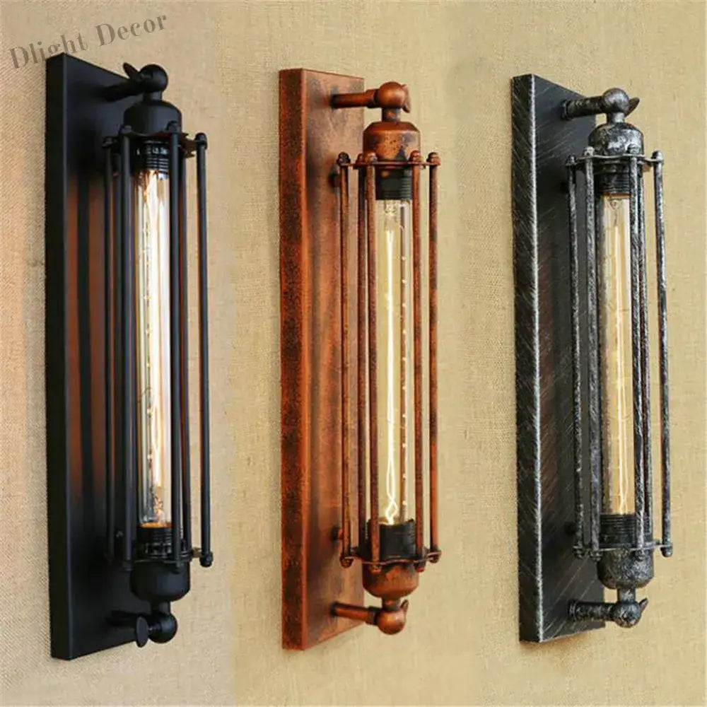 Vintage Black Rustic Wall Light With Edison Filament Bulb - Perfect For Stair Kitchen And Sconce