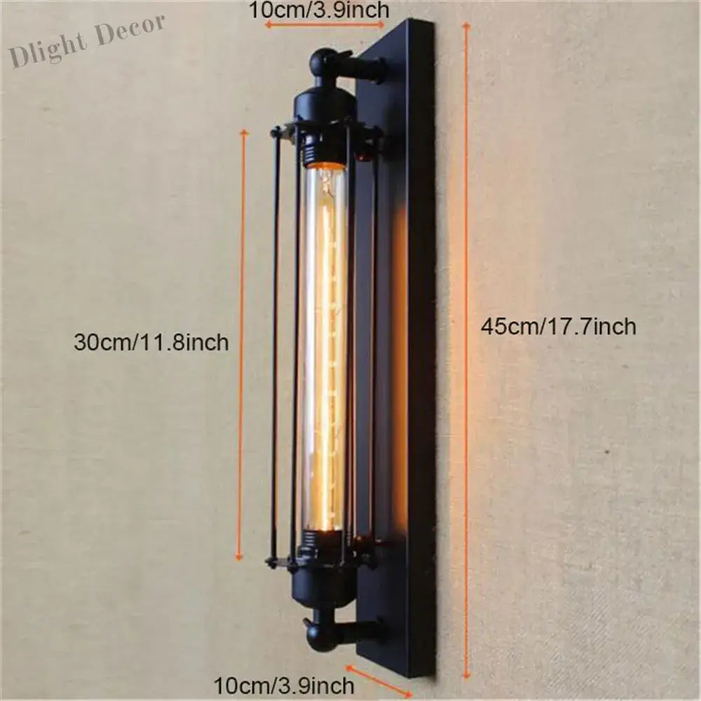 Vintage Black Rustic Wall Light With Edison Filament Bulb - Perfect For Stair Kitchen And Sconce