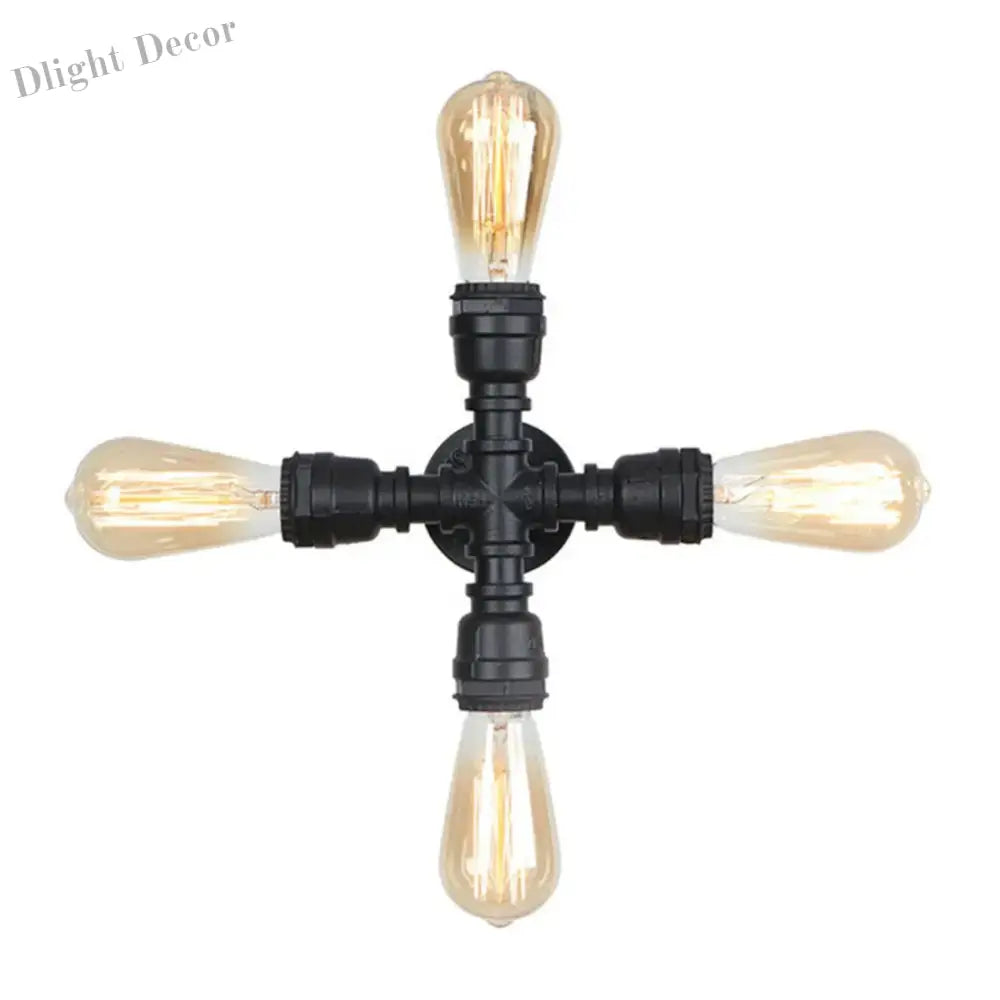 Vintage E27 Water Pipe Wall Sconces - Steampunk Light Fixtures For Hallway And Basement Wall Lamp