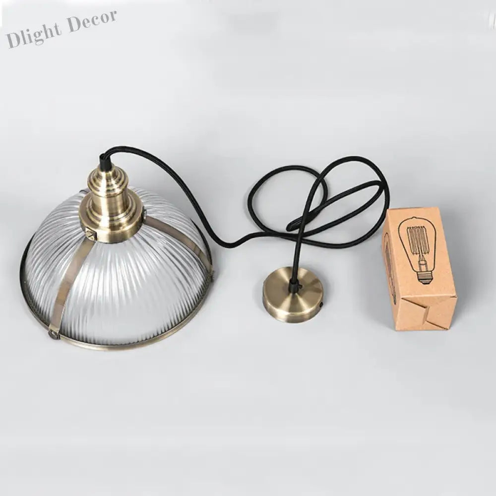 Vintage Glass Shade Hanging Lamp - Loft Luminaire Suspension Led Pendant For Dining Room And Office