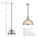 Vintage Glass Shade Hanging Lamp - Loft Luminaire Suspension Led Pendant For Dining Room And Office
