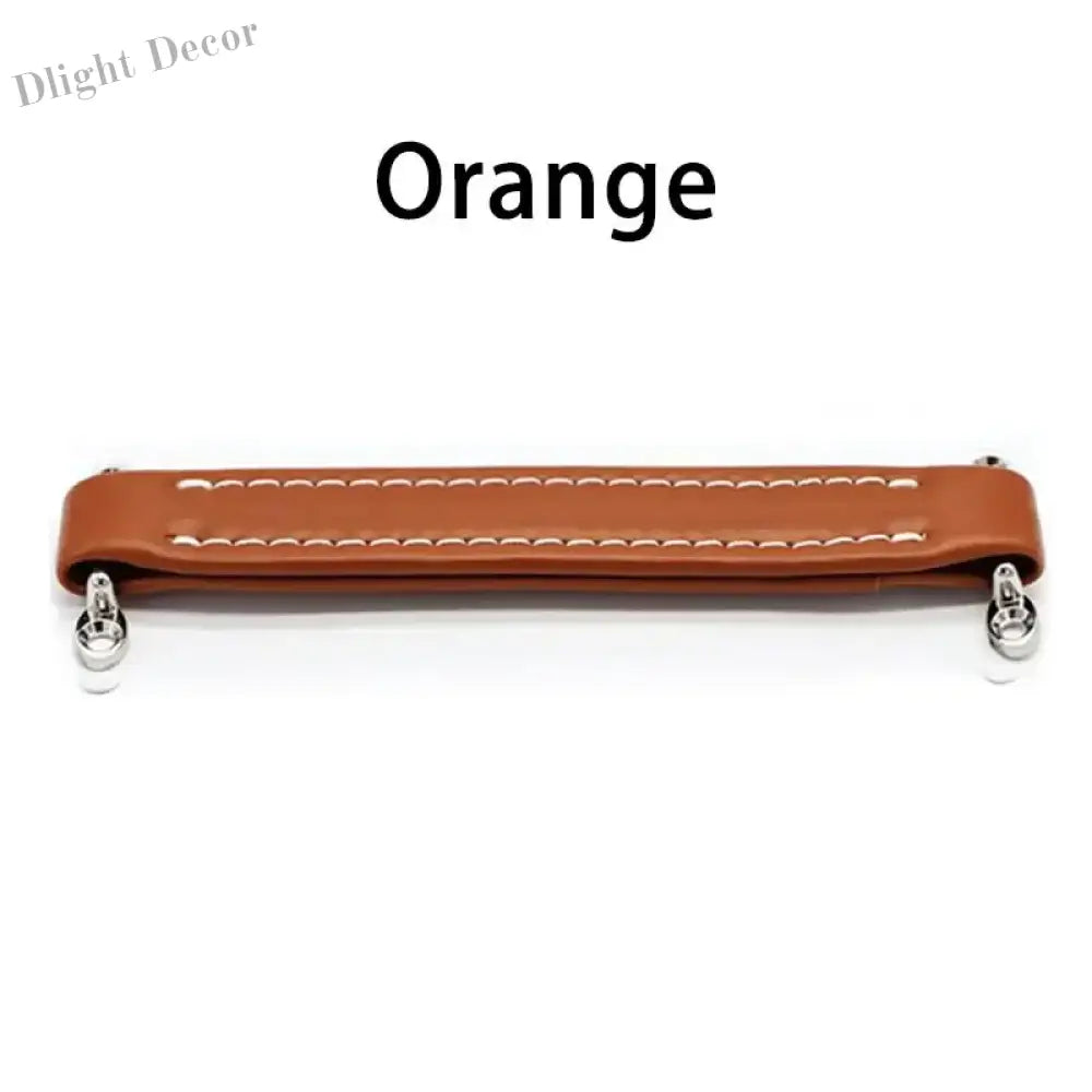 Vintage Leather Furniture Handle – Soft Suitcase-Style Drawer Pulls for Cabinets and Chests Orange Handles