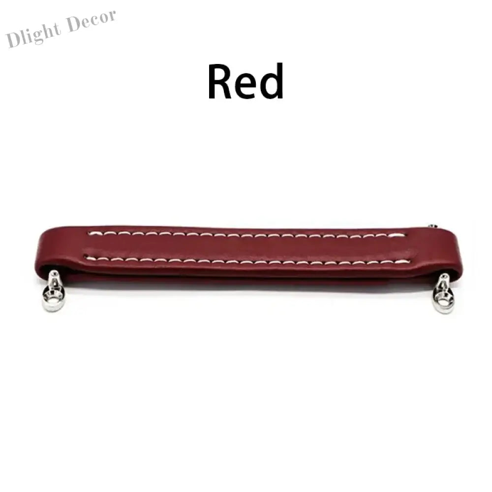 Vintage Leather Furniture Handle – Soft Suitcase-Style Drawer Pulls for Cabinets and Chests Red Handles