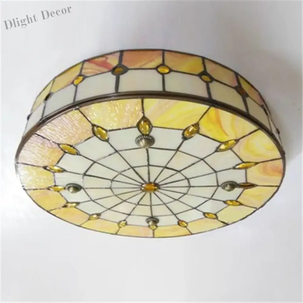 Vintage Mediterranean Tiffany Stained Glass Ceiling Lights - Elegance For Living Dining And