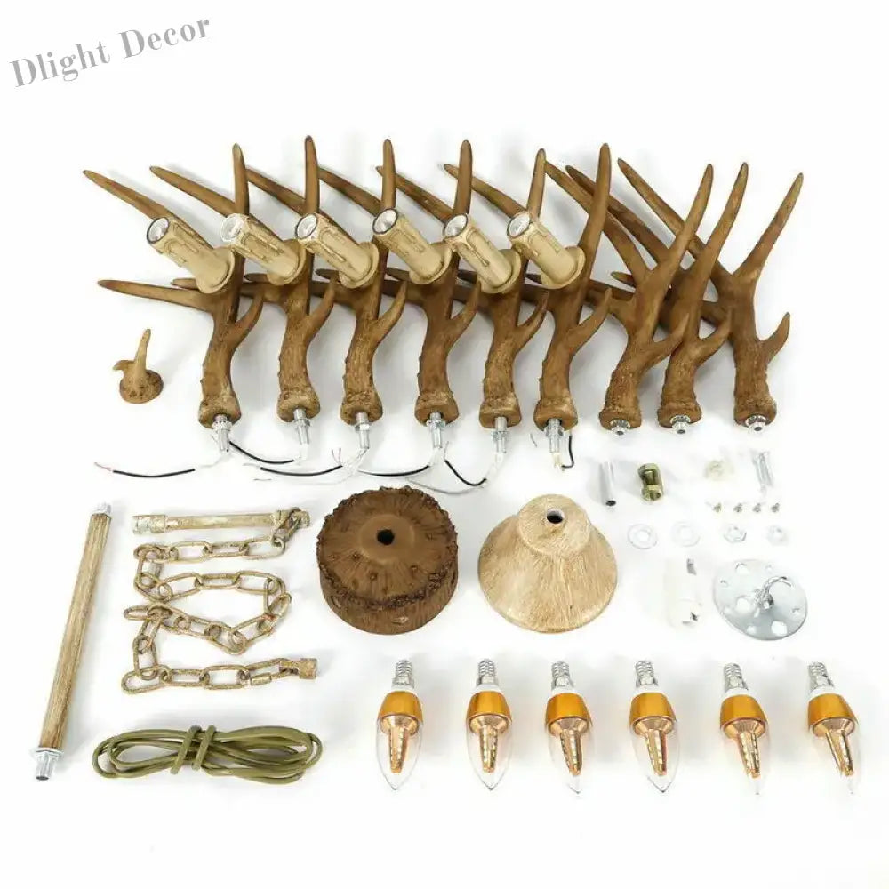 Vintage Resin Deer Horn Antler Chandelier - A Rustic Touch For Restaurant Bedroom And Living Room