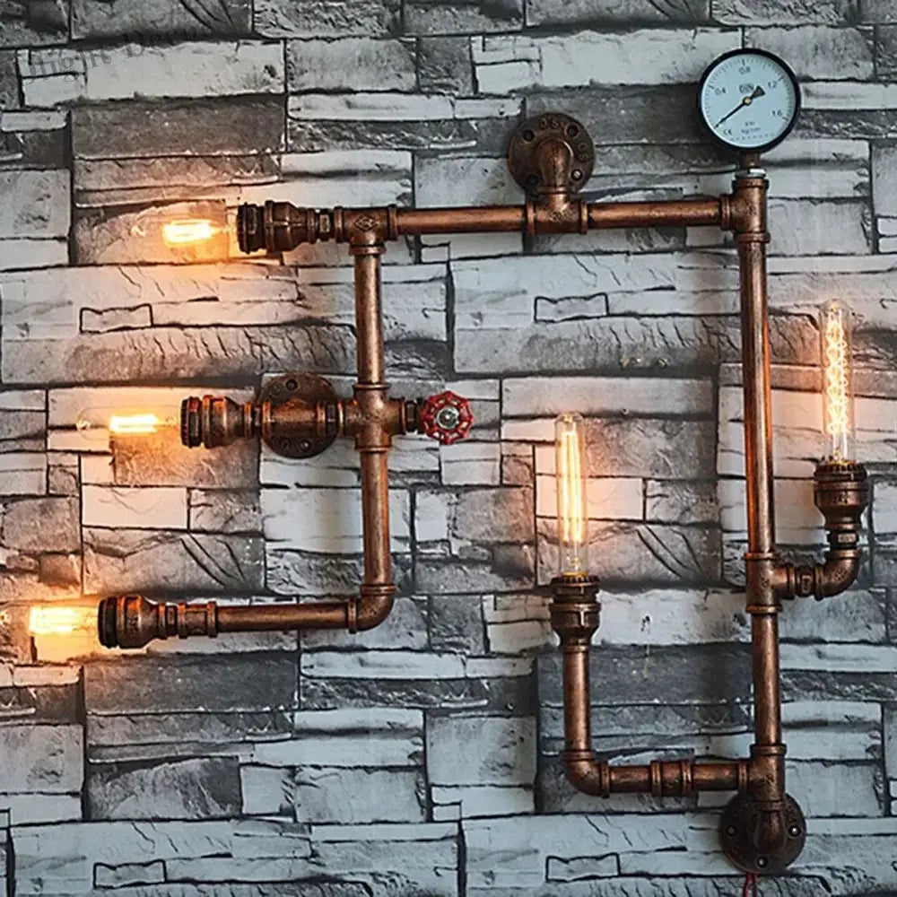 Vintage Retro Loft Industrial Wall Light - Unique Water Pipe Gear Led Lamp For Restaurant Bar And