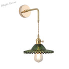 Vintage Single - Bulb Bedside Wall Mounted Lamp In Gold - Shaded Glass Light Fixture Wall Lamp