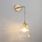 Vintage Single - Bulb Bedside Wall Mounted Lamp In Gold - Shaded Glass Light Fixture / D Wall Lamp